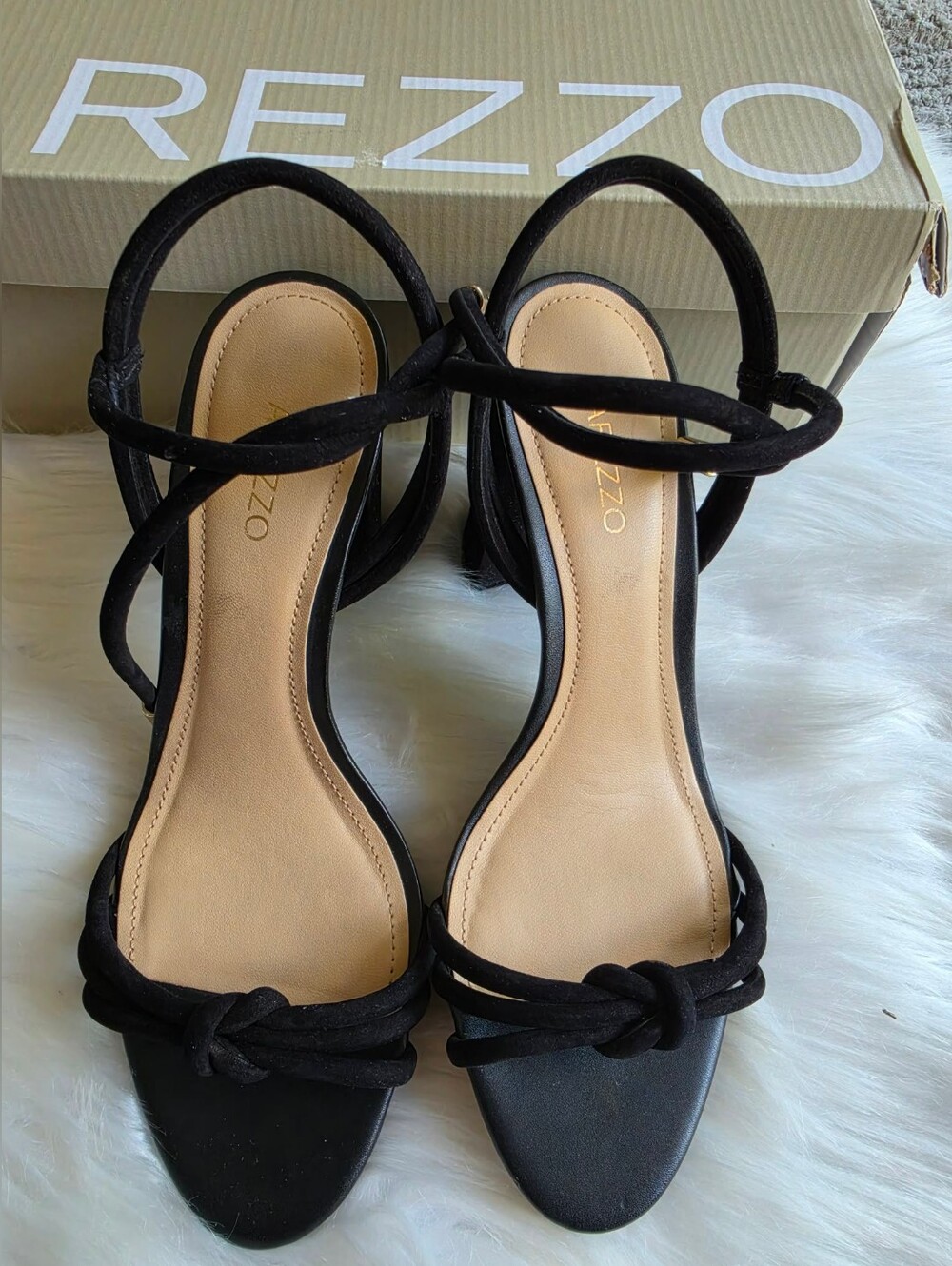 Arezzo Women's Camila High Block Heel Sandals - Black, 7.5B